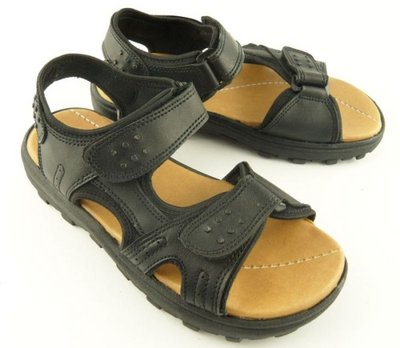 Mens Leather Look Twin Velcro